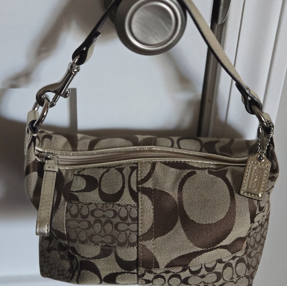 Coach Brown Signature Jacquard Shoulder Bag